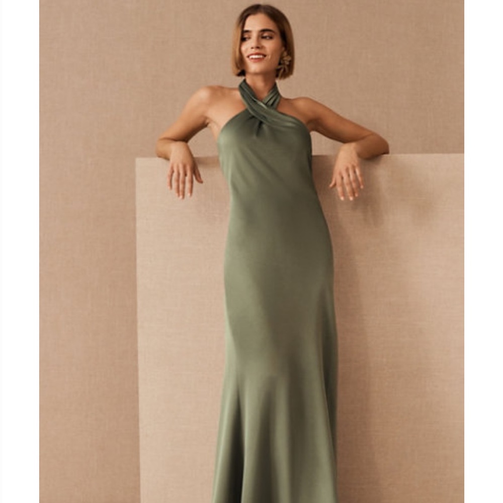 BHLDN Ruby Satin Moss Dress